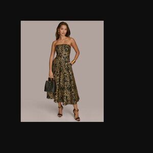 Donna Karan New York Women's Strapless Straight-Neck Dress - Black/Sand Multi